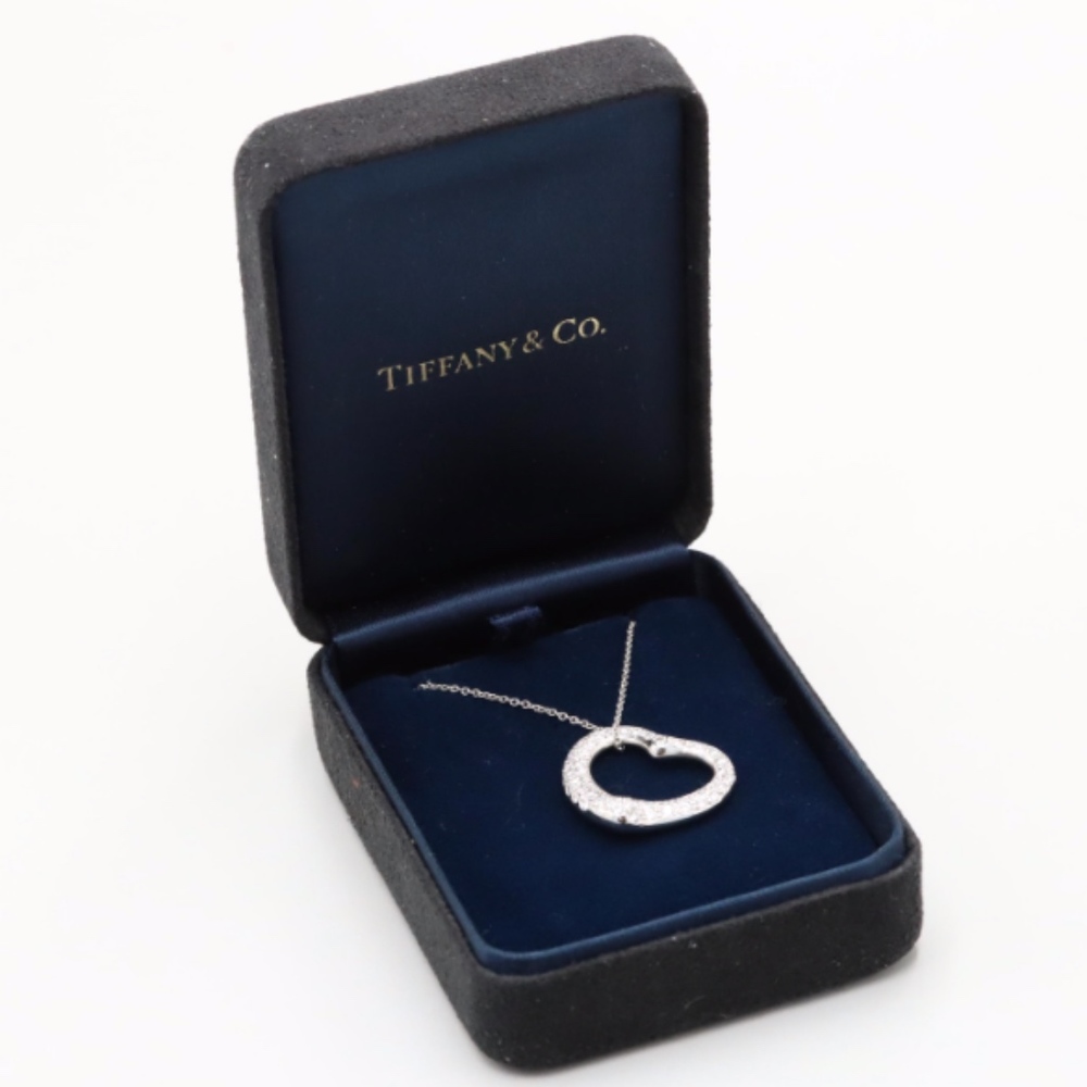 SOLD-Tiffany & Co. Platinum Diamond Heart Necklace - Picture 4 of 8